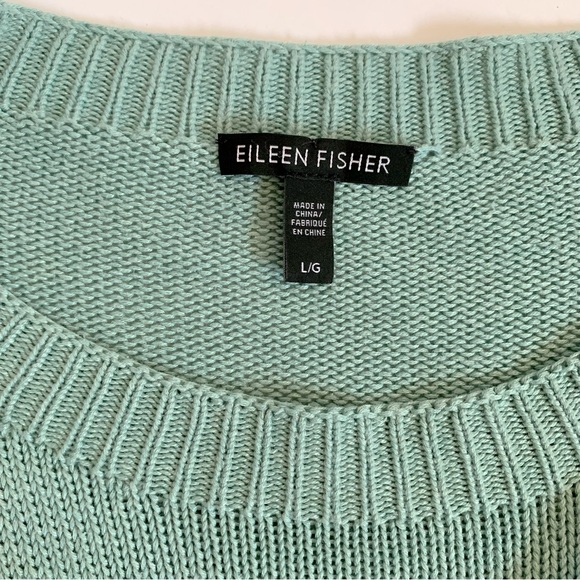 Eileen Fisher Silk Blend Knit Sweater Top Long Sleeve Size Large Colour Seaside - Picture 8 of 13